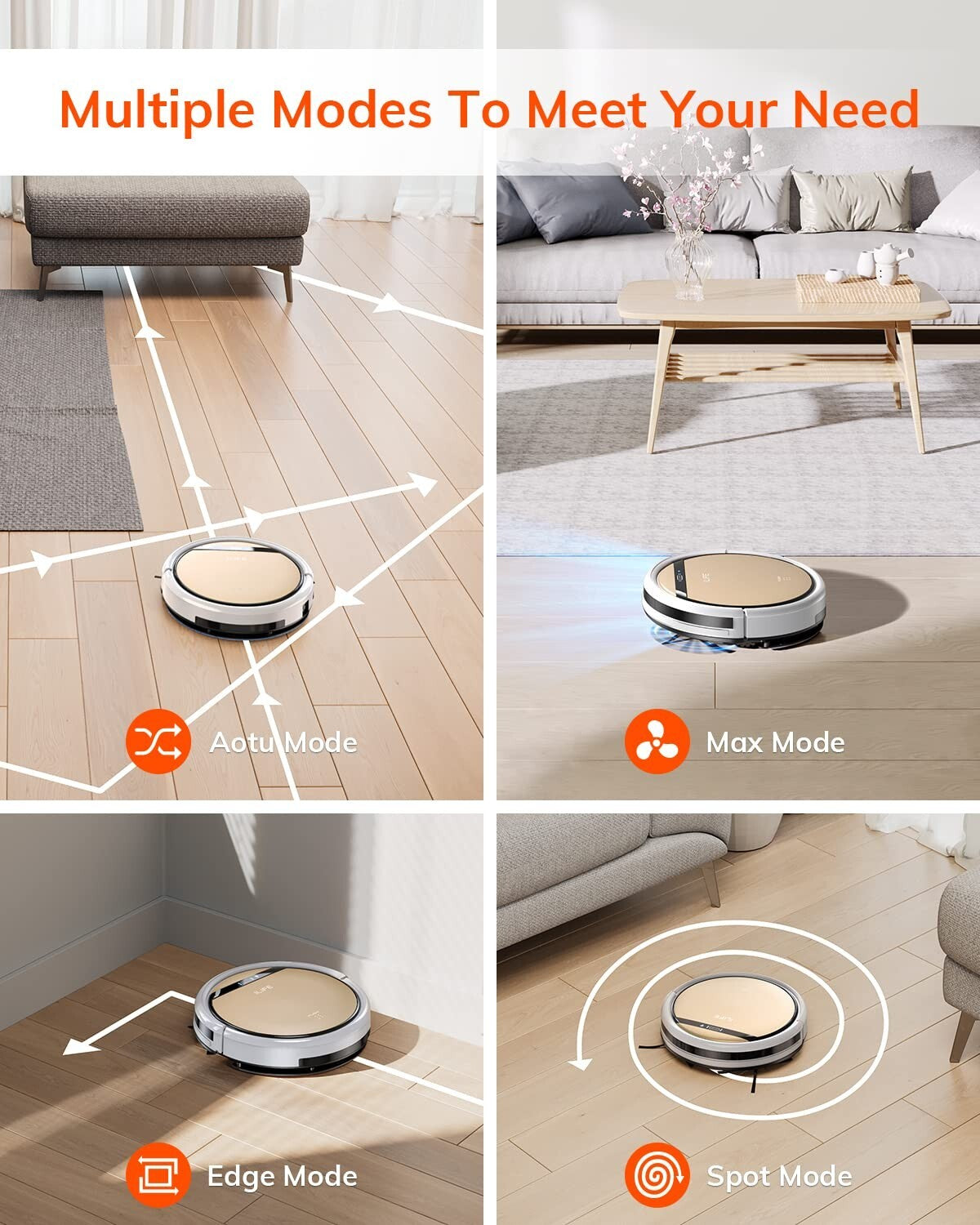 Slim Design Robot Vacuum & Mop Combo – Automatic Cleaning for Hard Floors & Pets