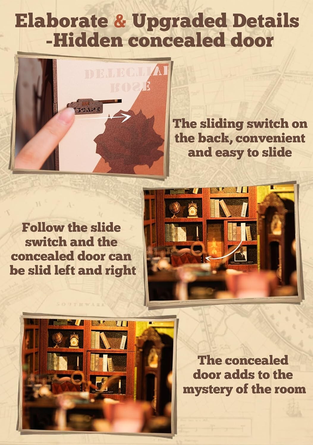 Rose Detective Agency DIY Book Nook Kit - Magical Miniature Decor with LED Light