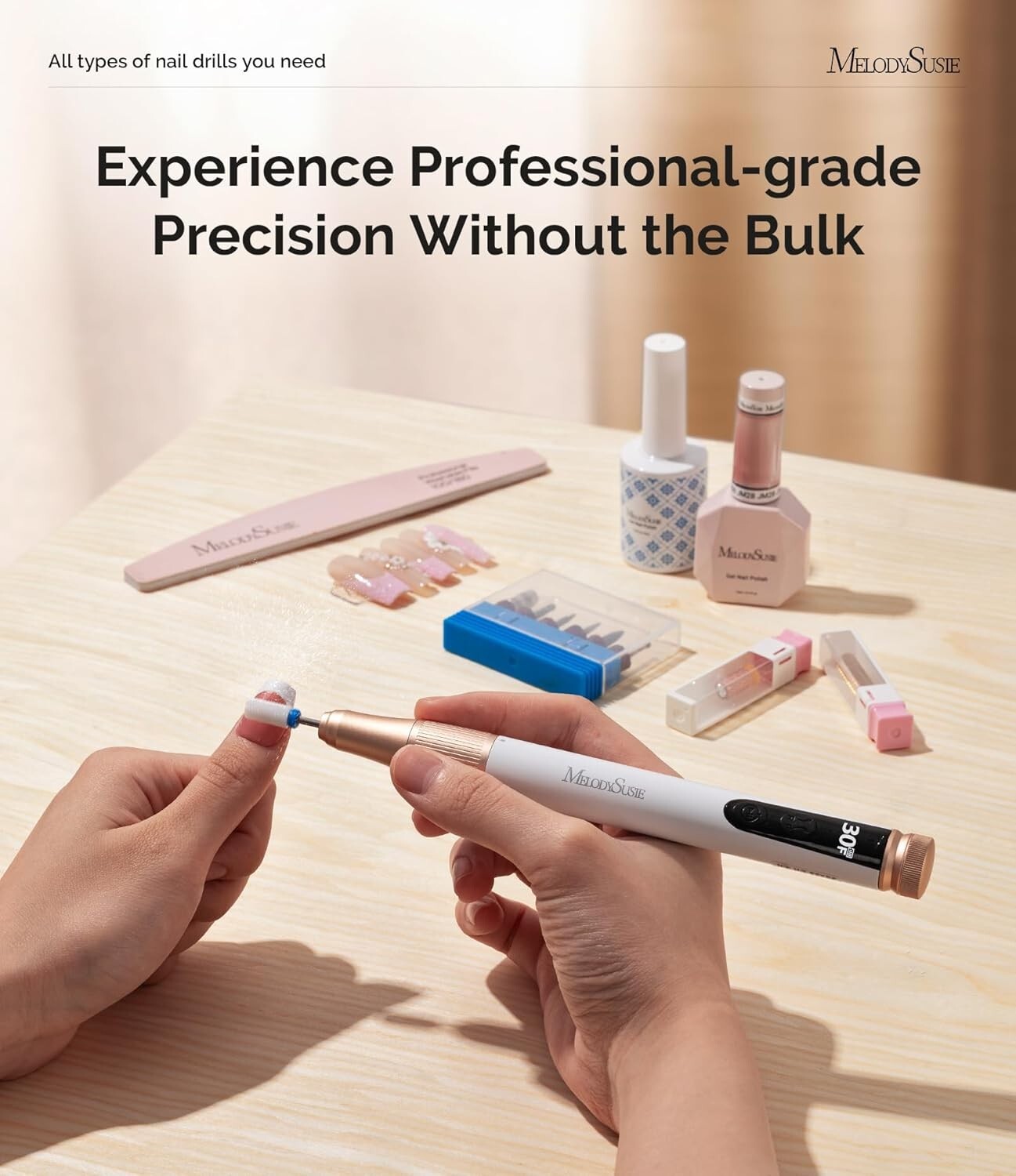 Lightweight Cordless Nail Drill - 3 Hours Battery Life, Ideal for Home Manicures