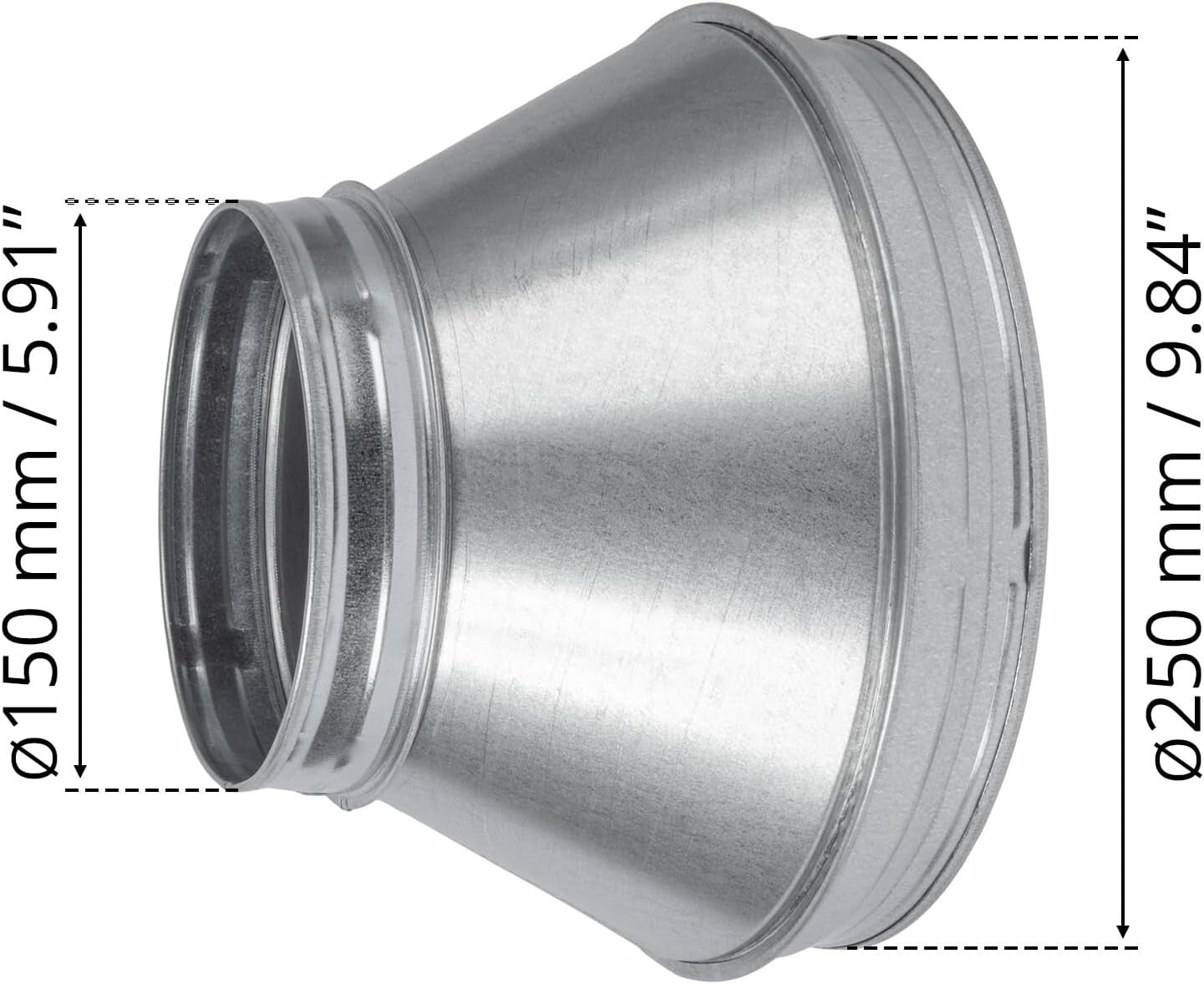 10" to 6" Galvanized Steel Duct Adapter - Perfect for HVAC & Volume Control