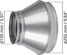 Load image into Gallery viewer, 10" to 6" Galvanized Steel Duct Adapter - Perfect for HVAC &amp; Volume Control