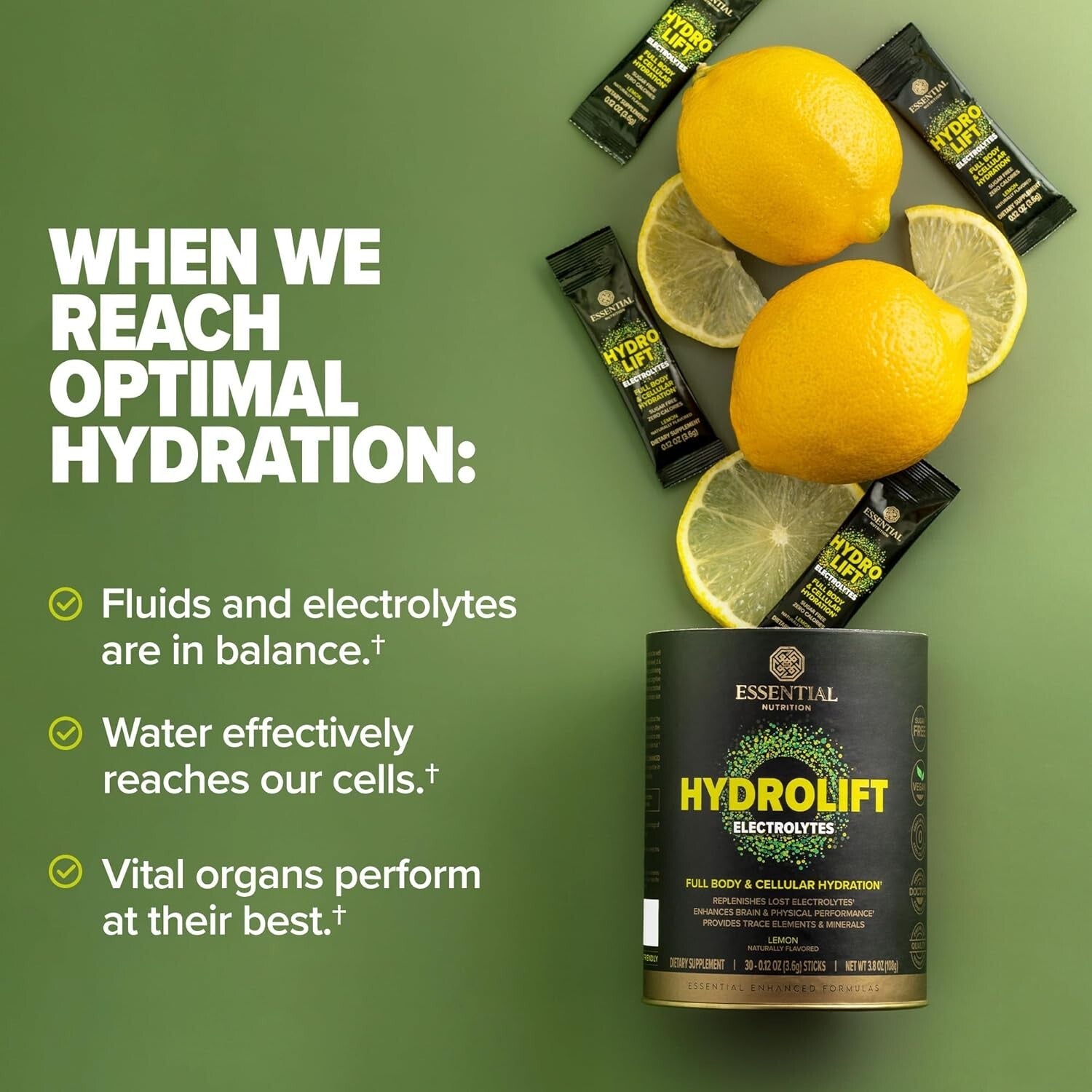 Comprehensive Hydration with Hydrolift Electrolytes - Lemon Flavored Powder