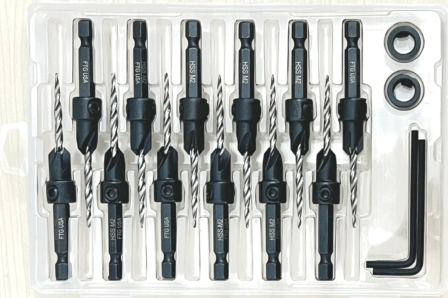 Adjustable Countersink Drill Bit Set - 12-Pc High-Speed Steel for Woodworking