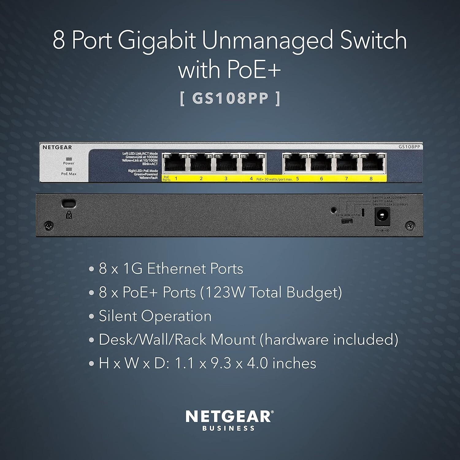 Versatile 8-Port Ethernet PoE Switch with Lifetime Protection - Silent Operation