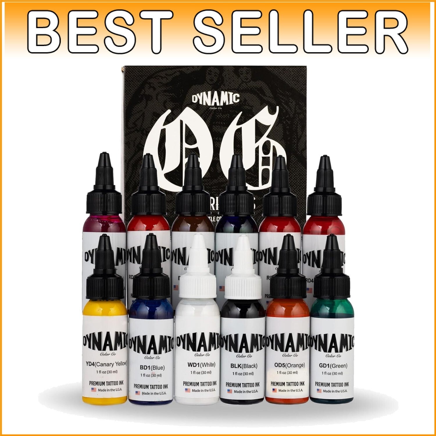 Dynamic Color Tattoo Ink Set - 12 Vivid 1 oz Bottles for Professional Artists