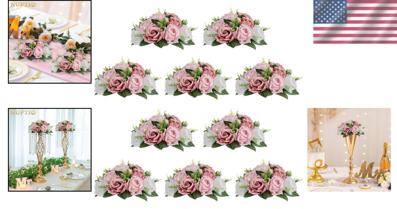 10 Pcs Dusty Rose Flower Balls - 9.5
