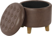 Load image into Gallery viewer, Elegant 19" Round Faux Leather Ottoman with Storage - Perfect for Living Rooms