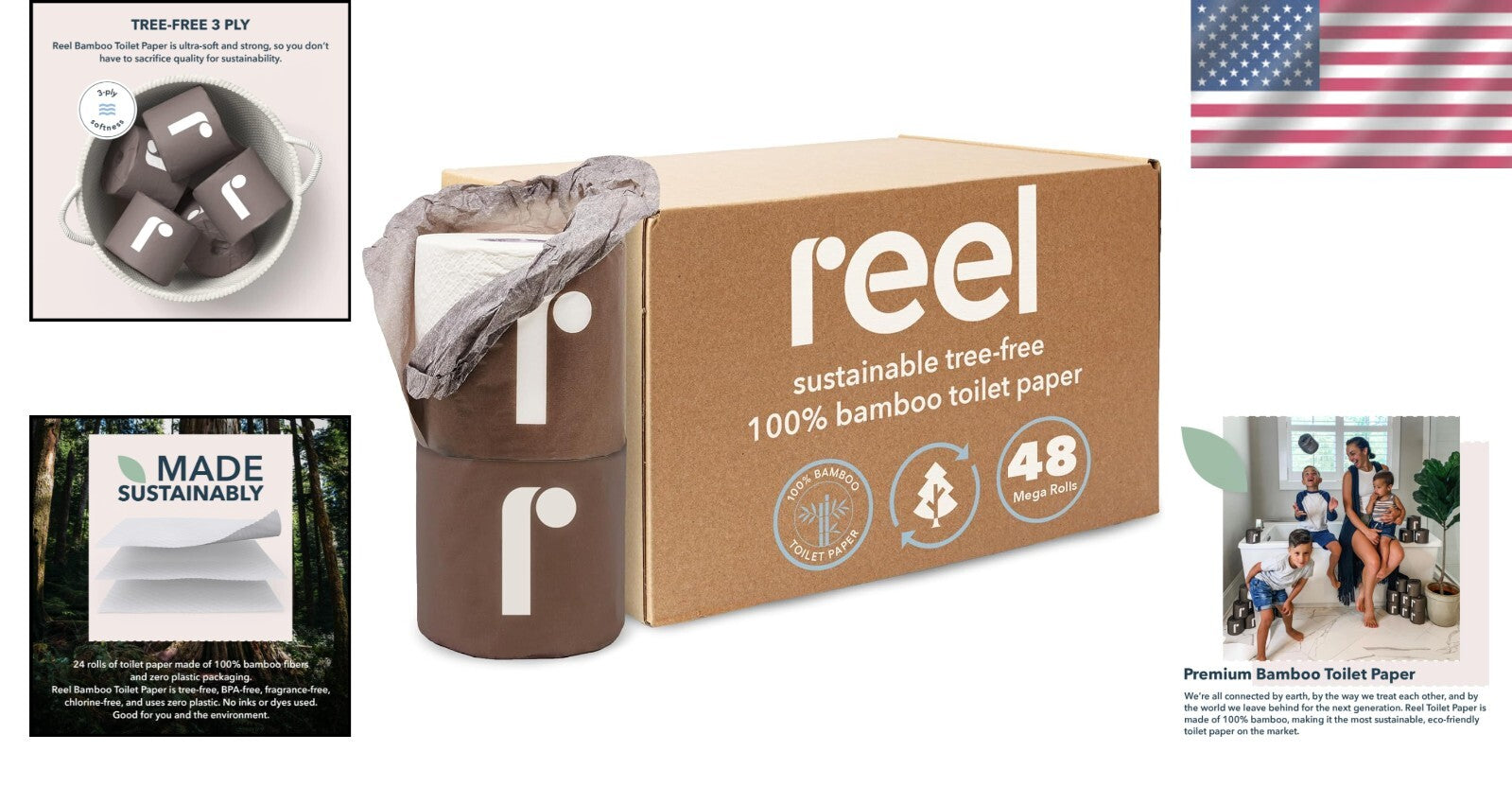 Eco-Conscious Bamboo Toilet Paper - 48 Rolls, Biodegradable and Fragrance-Free