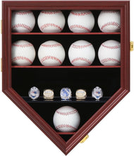 Load image into Gallery viewer, Wall-Mounted Baseball Display Case to Showcase 12 Balls &amp; 5 Championship Rings