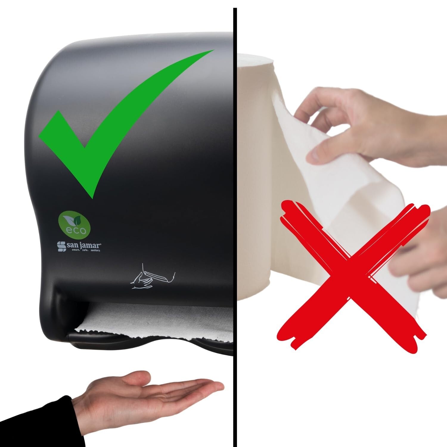 Sustainable Black Electronic Paper Towel Dispenser with Universal Roll Capacity