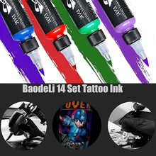 Load image into Gallery viewer, Professional Tattoo Ink Pigment Kit - 14 Colors, 1 fl oz Bottles for Skin Art