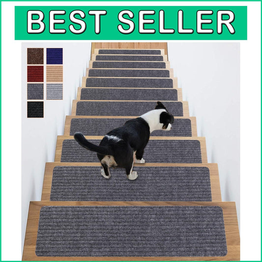 Durable 16 Pack Grey Anti-Slip Stair Treads - Noise Reduction & Safety Design