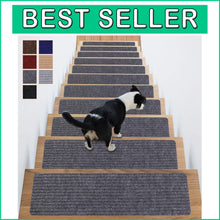 Load image into Gallery viewer, Durable 16 Pack Grey Anti-Slip Stair Treads - Noise Reduction &amp; Safety Design