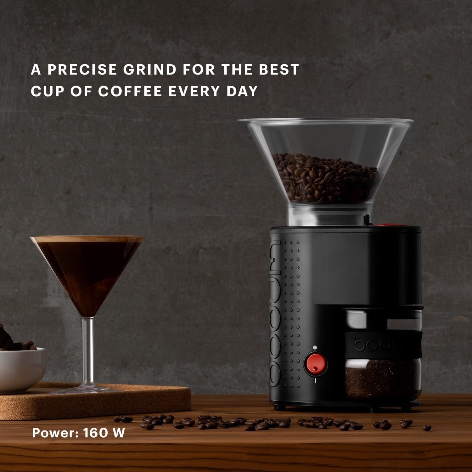 Versatile Electric Burr Coffee Grinder with 12 Settings & Borosilicate Catcher
