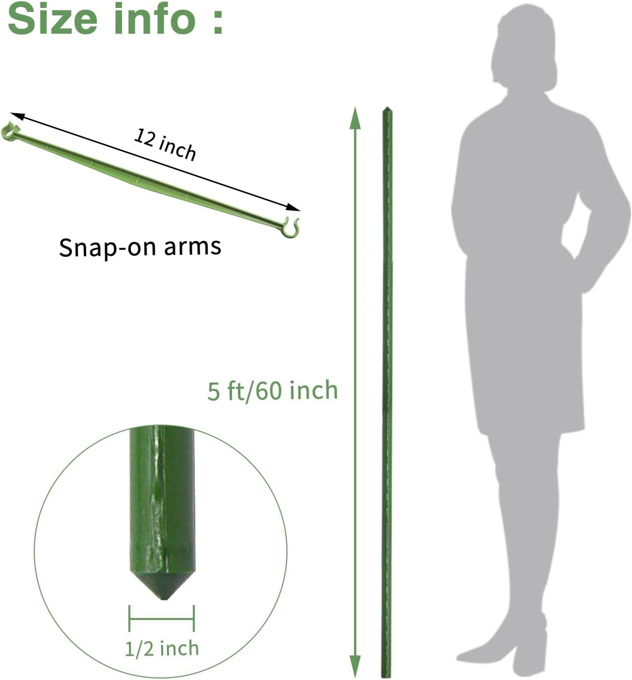 Heavy-Duty 5ft Tomato Cages - Includes 40 Clips for Optimal Garden Support