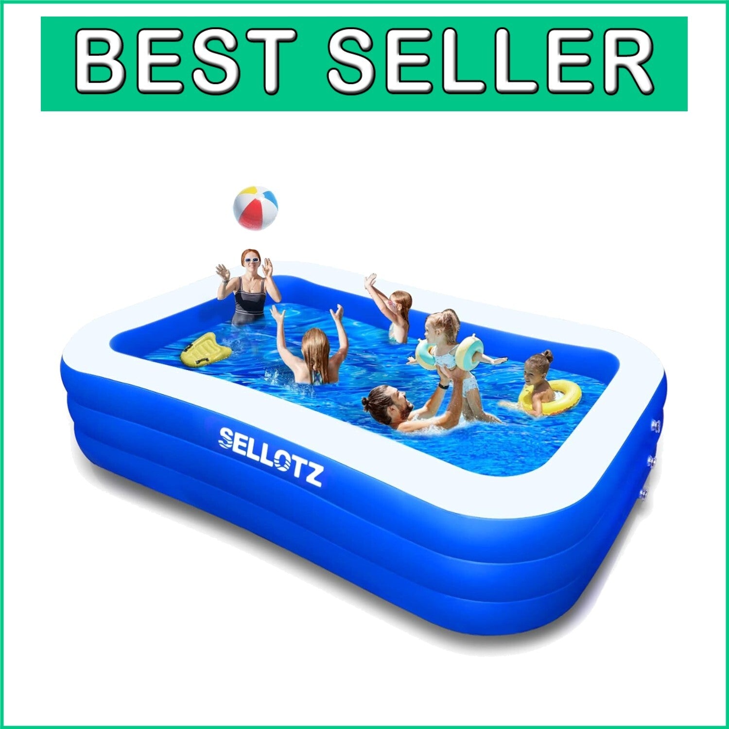 Durable Inflatable Pool 120'' x 72'' for Kids & Adults - Safe Summer Oasis