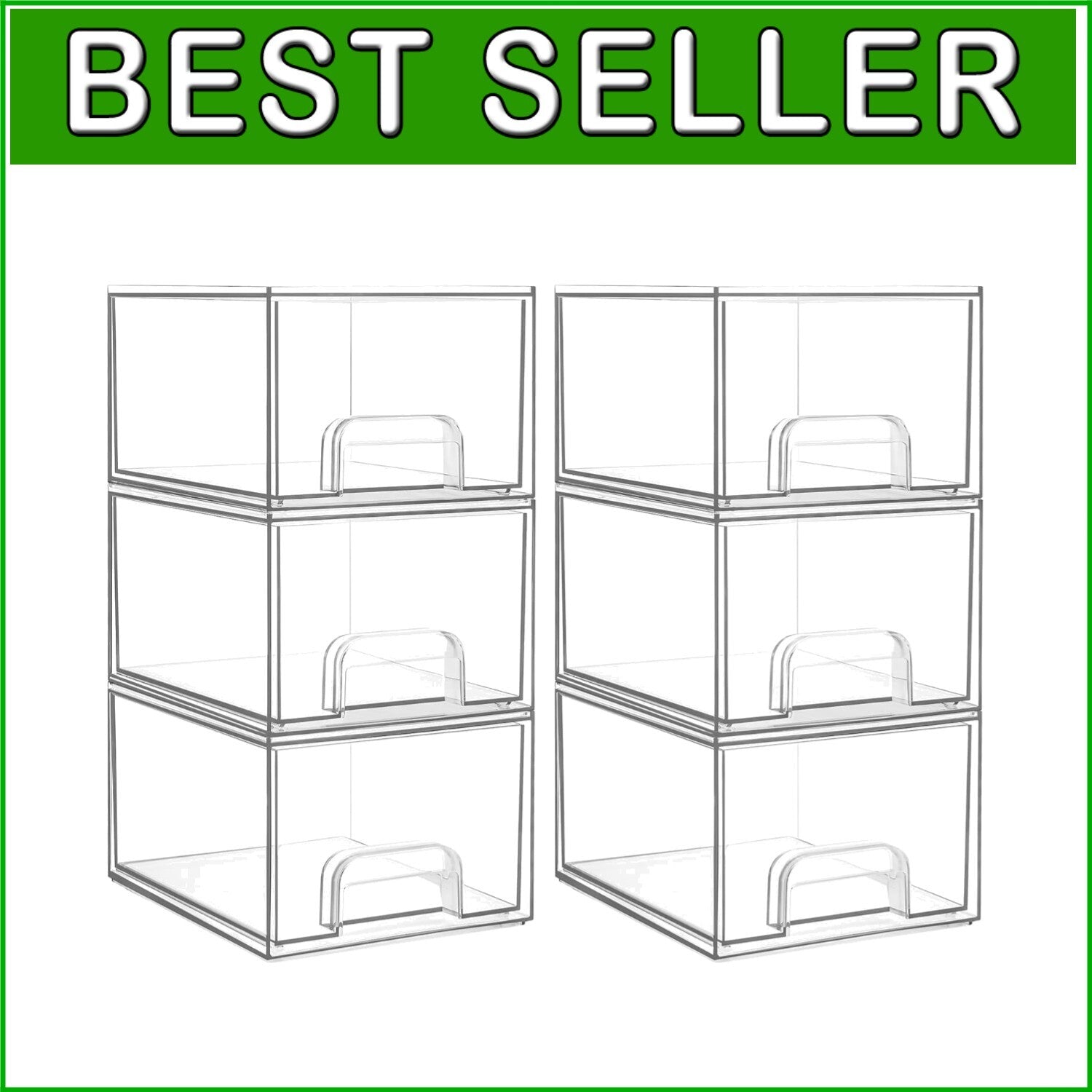 Durable Stackable Storage Bin Set with Pull-Out Handles - Perfect for Any Room