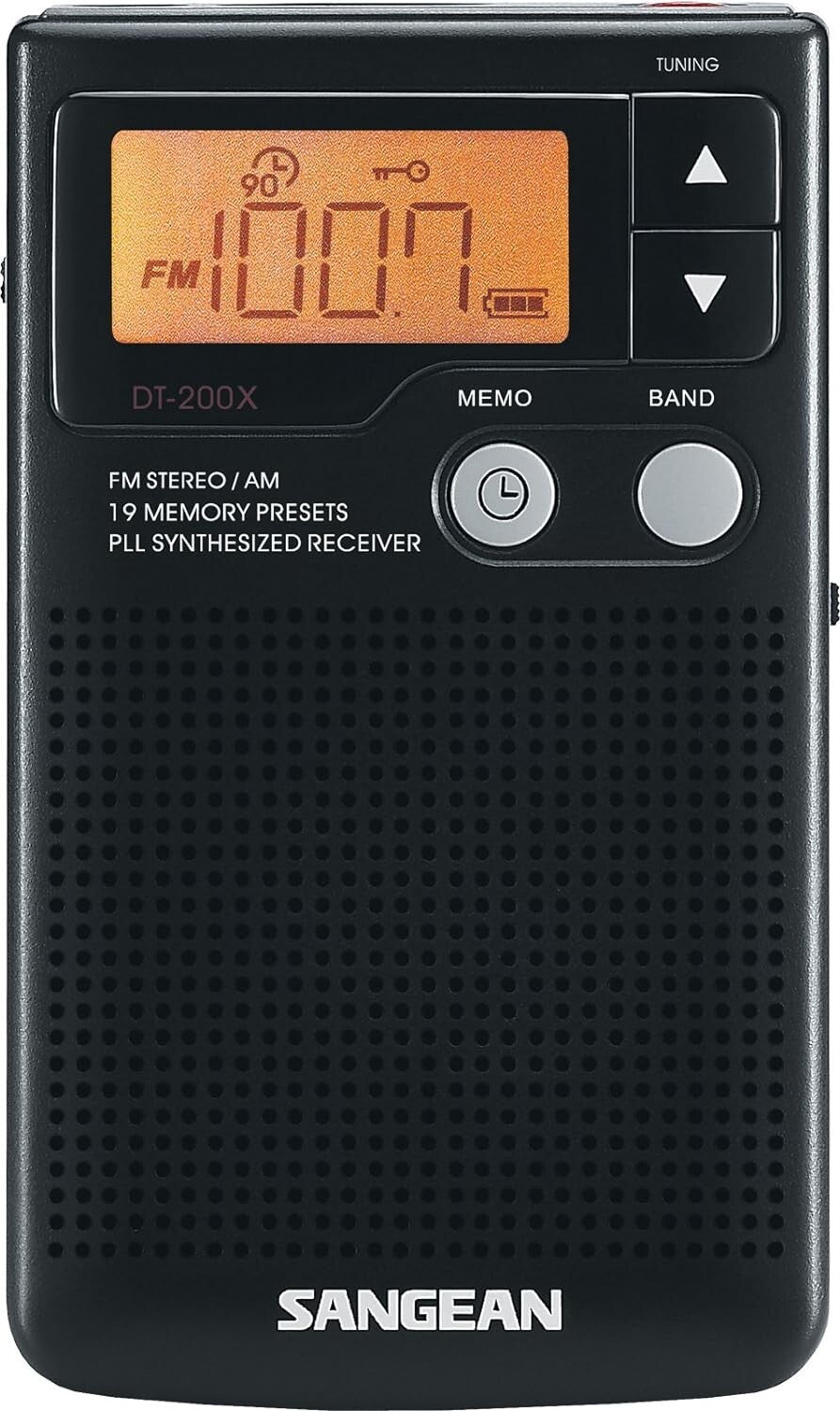 Compact AM/FM Synthesized Pocket Radio with 19 Presets & Earbuds Included