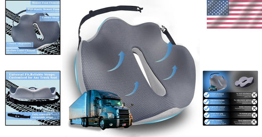 Ergonomic X-Large Seat Cushion with Adjustable Straps for Truck Driving Comfort