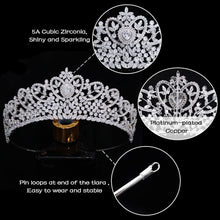 Load image into Gallery viewer, Lightweight Bridal Tiara with Secure Pin Loops - Perfect for Weddings &amp; Events