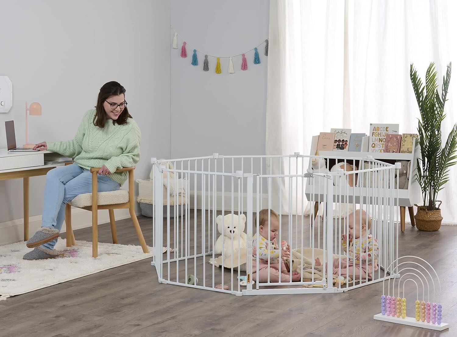 194-Inch Adjustable Baby Gate and Play Yard - Durable 2-in-1 Safety Solution