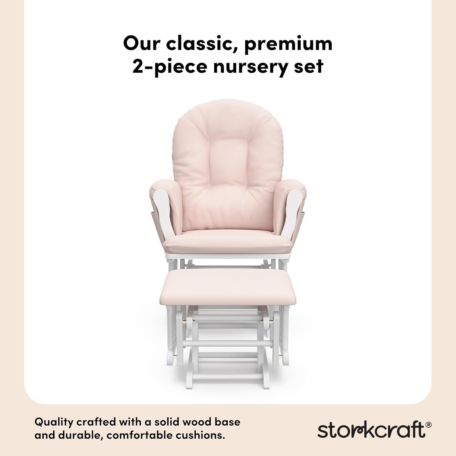 Padded Nursery Hoop Glider & Ottoman with Side Storage – Easy Assembly, Elegant
