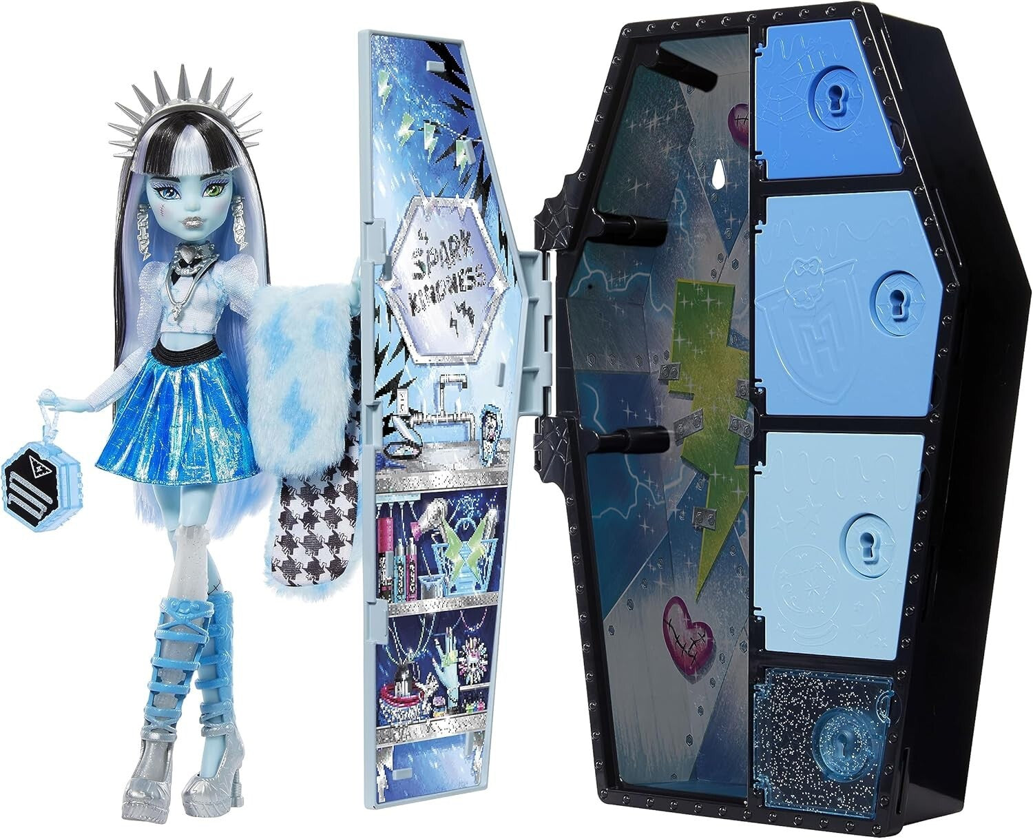Frankie Stein Fearidescent Doll with Coffin Locker & Over 19 Fashion Surprises