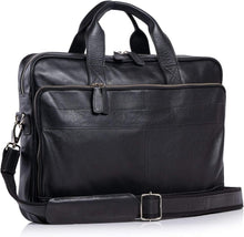 Load image into Gallery viewer, Unisex 18-Inch Leather Briefcase with Multiple Sections for Organized Carry