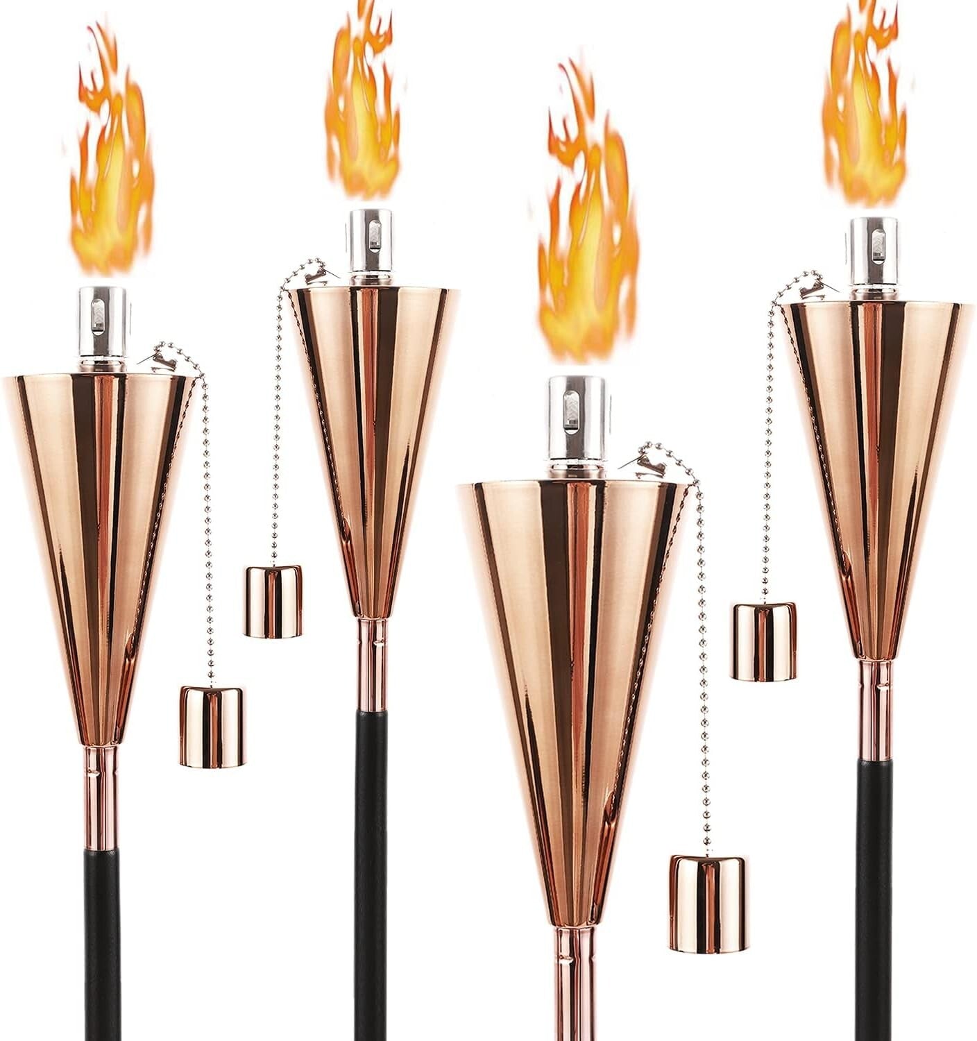 Elegant Stainless Steel Oil Torches for Garden - Set of 4 with 7-Hour Burn Time