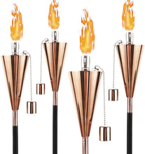 Load image into Gallery viewer, Elegant Stainless Steel Oil Torches for Garden - Set of 4 with 7-Hour Burn Time