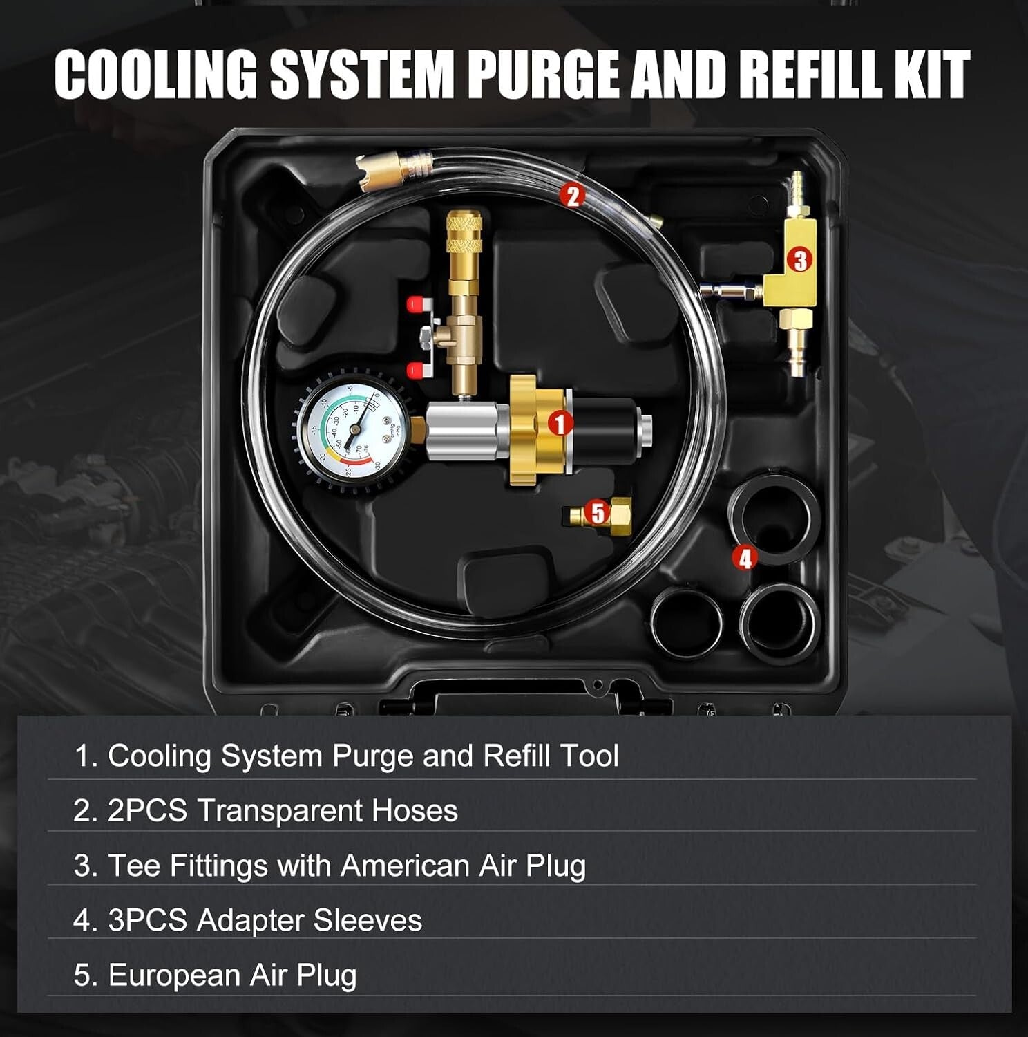 Professional Coolant Filling Tool Kit - Pneumatic System for Rapid Radiator Care