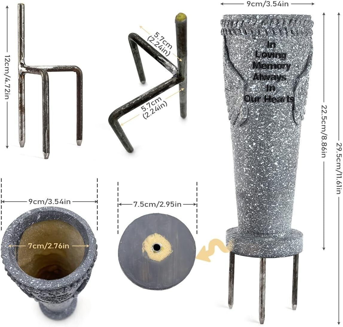 Memorable Cemetery Vases Set with Angel Wings - Weatherproof & Elegant Design