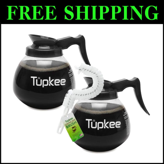 Ergonomic 12-Cup Coffee Decanter - Shatter-Resistant with Non-Scratch Brush