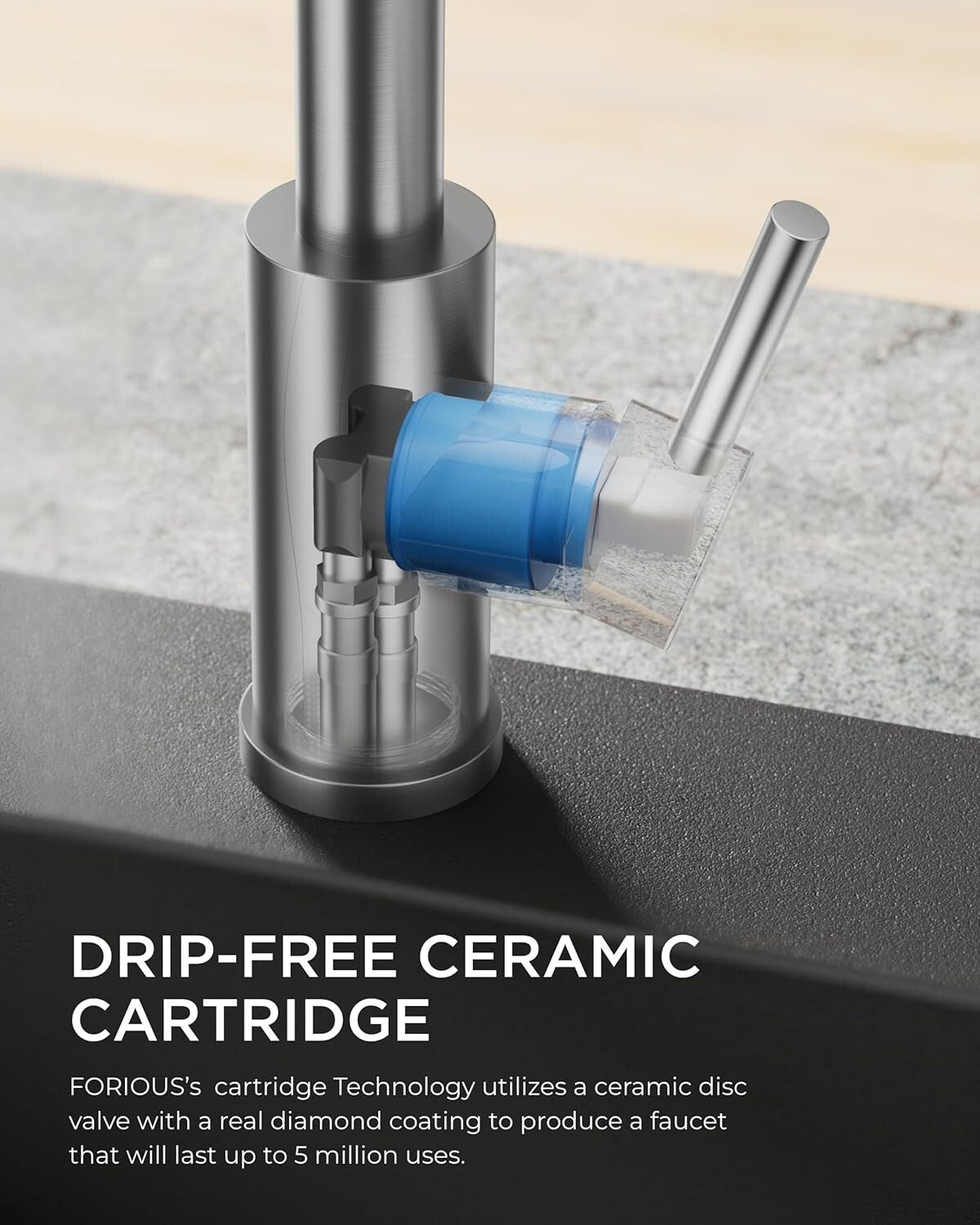 Brushed Nickel Kitchen Faucet with Pull Down Sprayer - Modern Dual Function