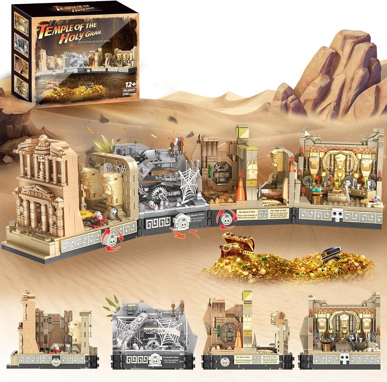 Adult & Kid-Friendly 5-in-1 Temple Building Set - Exciting 2388-Piece Adventure