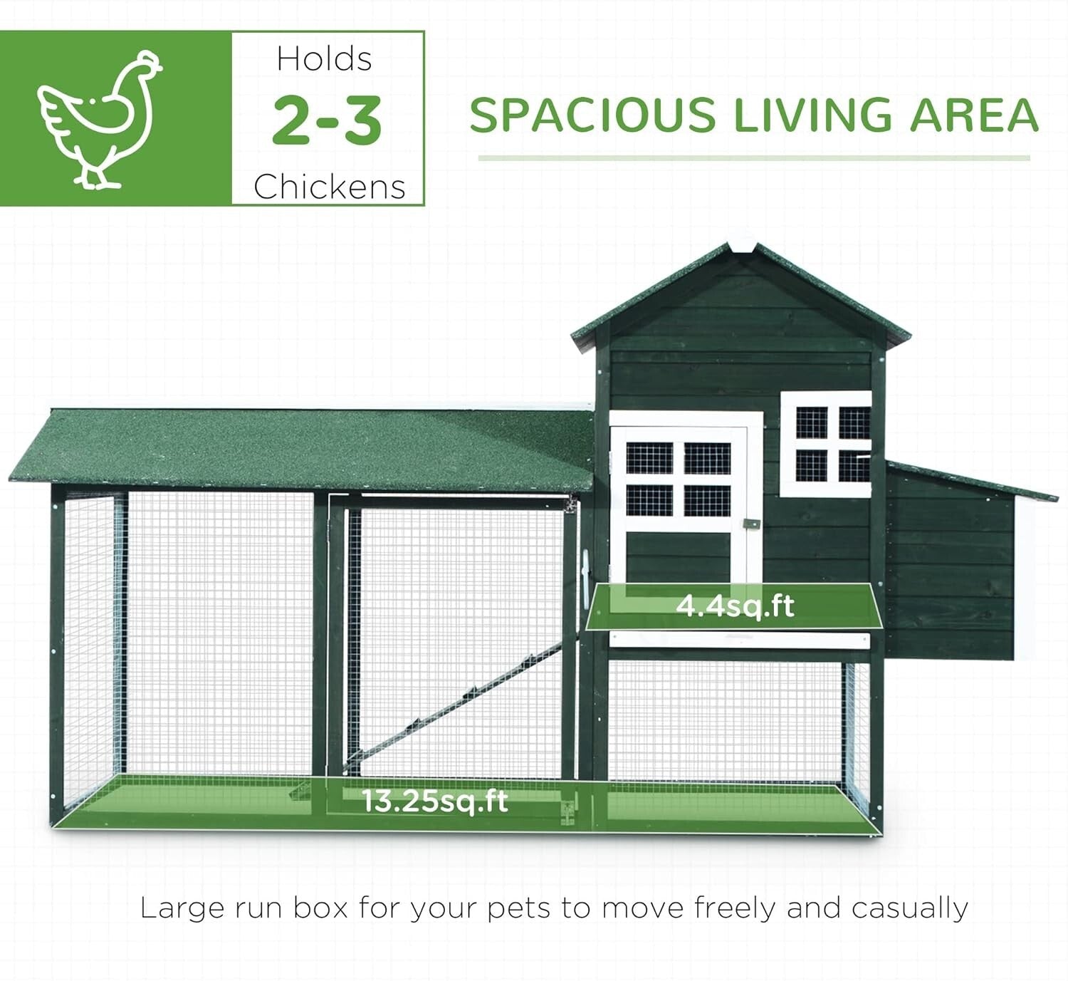 Eco-Friendly 84" Chicken Coop with Water-Resistant Roof - Perfect for All Breeds
