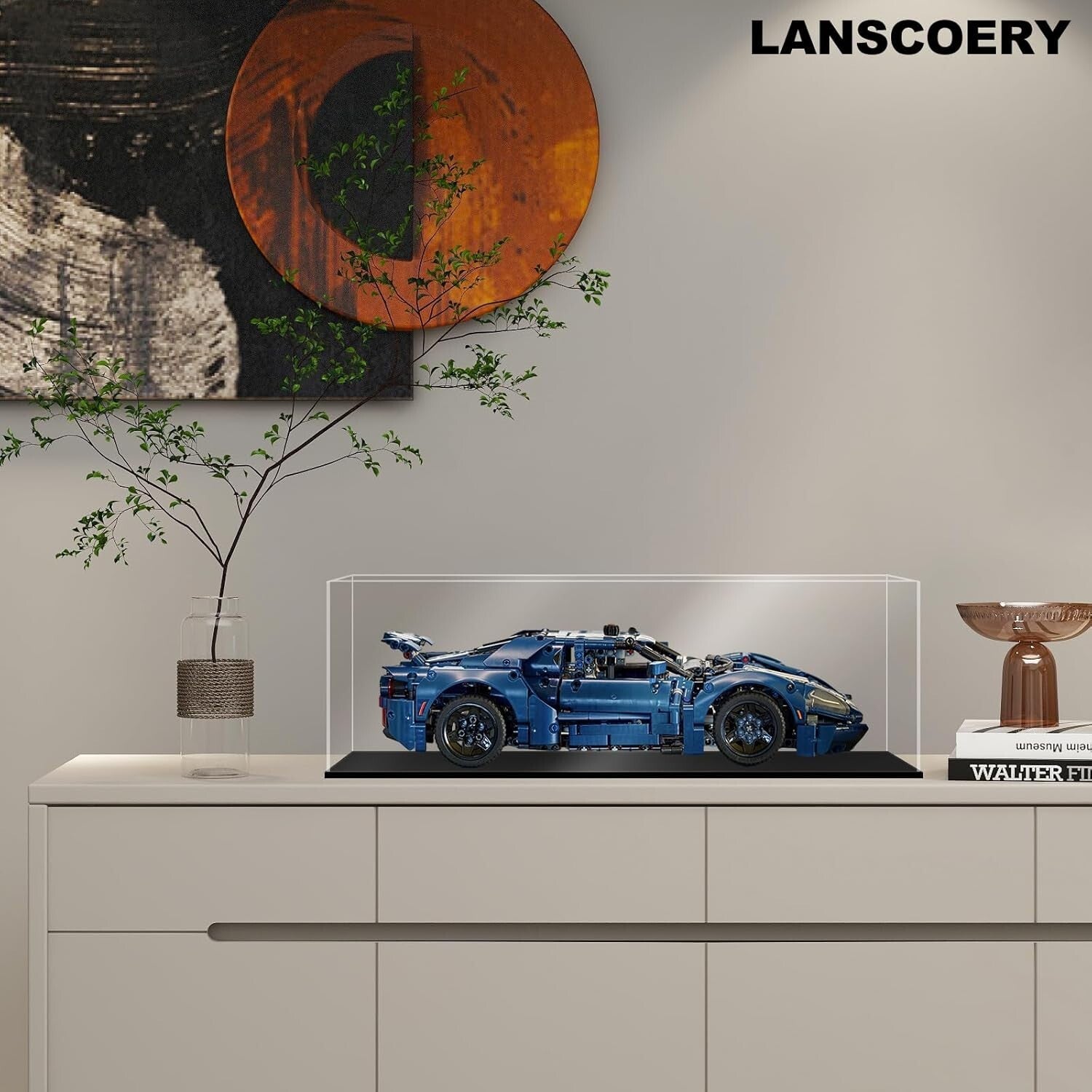 Elegant Clear Acrylic Display Case with Black Base - Protect Your Collectibles