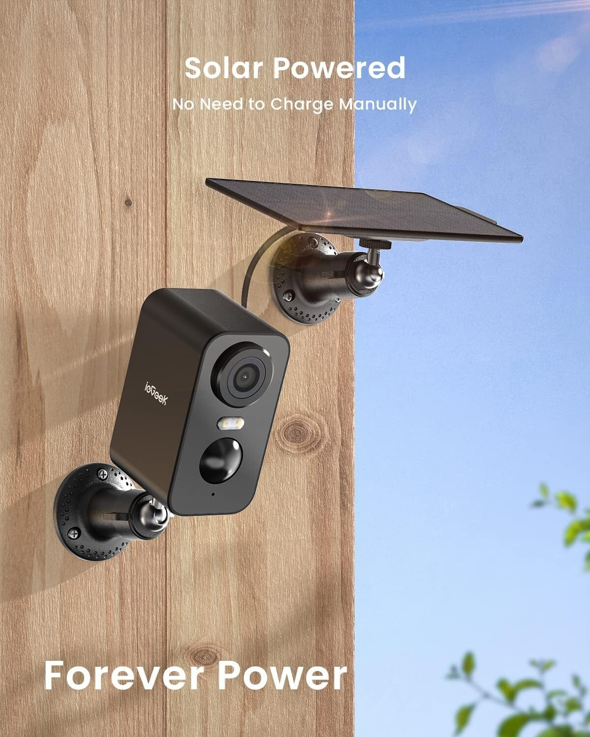 Smart Home 2-Pack Solar Security Cameras with Color Night Vision & AI Alerts