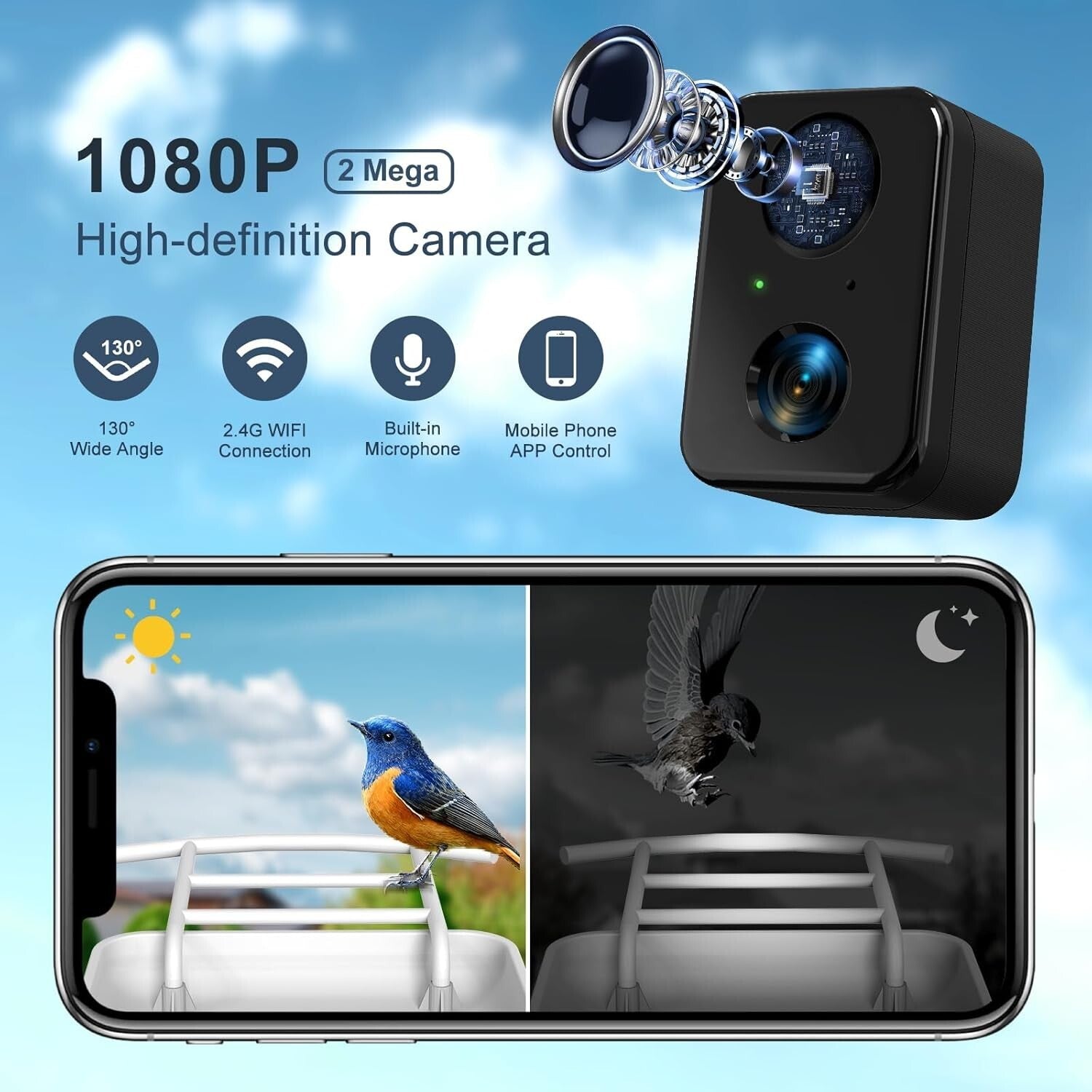 1080P HD Bird Feeder Camera with Solar Power and Real-Time App Notifications