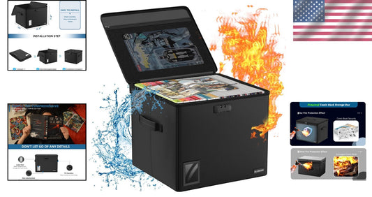 Fireproof Comic Book Storage Box for 300-350 Comics - Moistureproof & Stackable