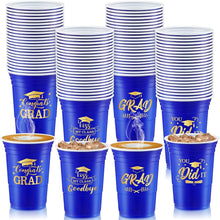 Load image into Gallery viewer, Celebrate in Style: 200 Blue and Gold Graduation Stadium Cups, 16 oz Disposable