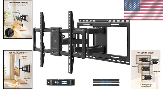 Durable TV Wall Mount for 42-86" TVs - Easy Install, Centering & Glare Reduction