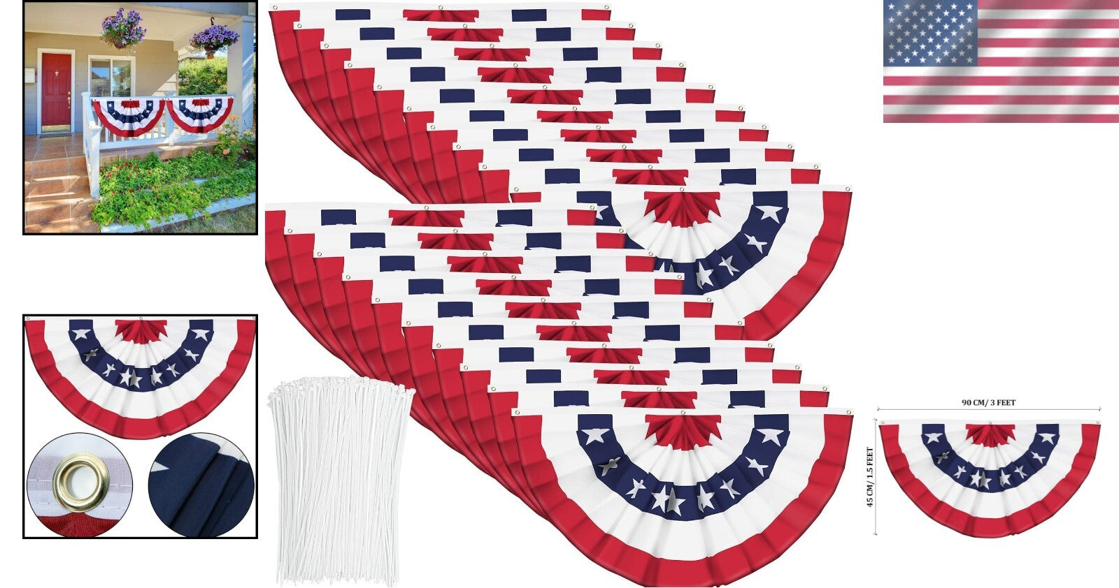 20 Durable American Flags with Grommets - Perfect for Memorial Day & July 4th