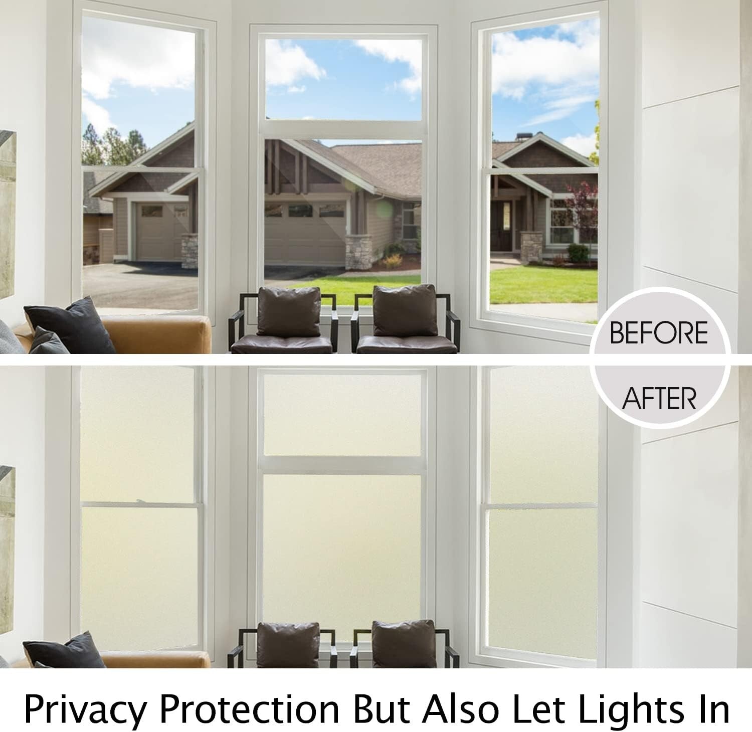 Frosted Window Privacy Film - UV Blocking, Heat Control, Easy Static Cling