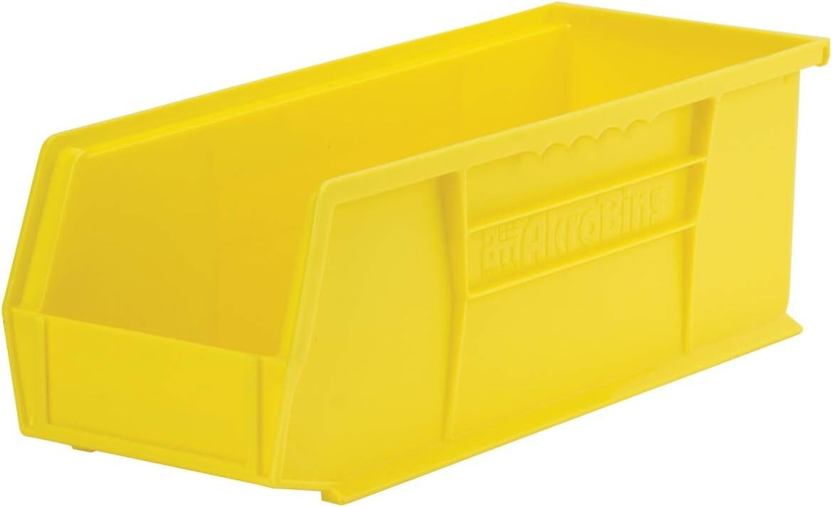 Efficient 12-Pack Plastic Stacking Bins - Yellow Storage Solution for Crafts