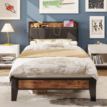 Load image into Gallery viewer, Twin XL Bed Frame with Storage Headboard &amp; Charging Station - Noise-Free Design