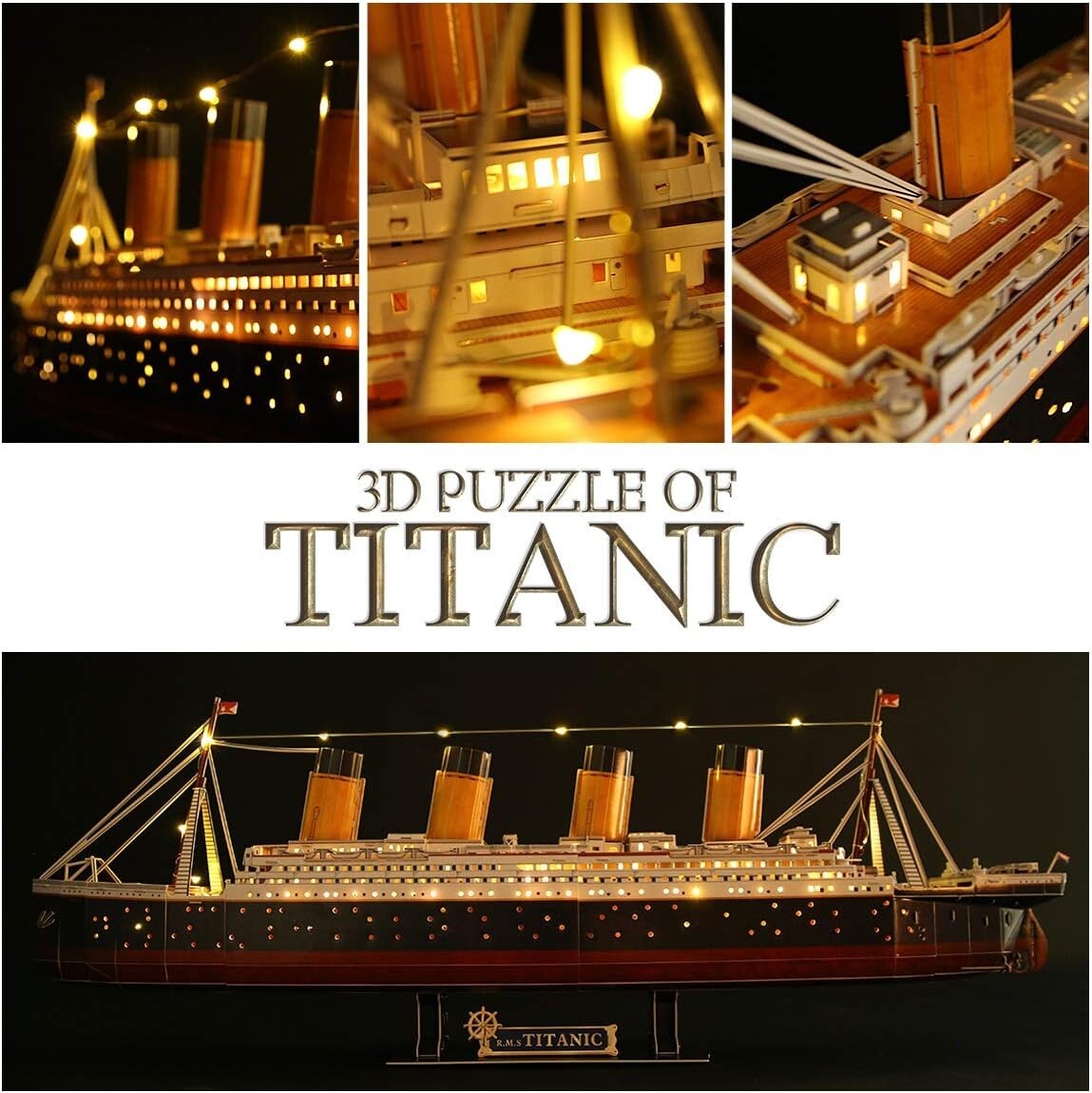 Titanic 3D Puzzle with LEDs - Experience a 35-Inch Masterpiece for Home Decor