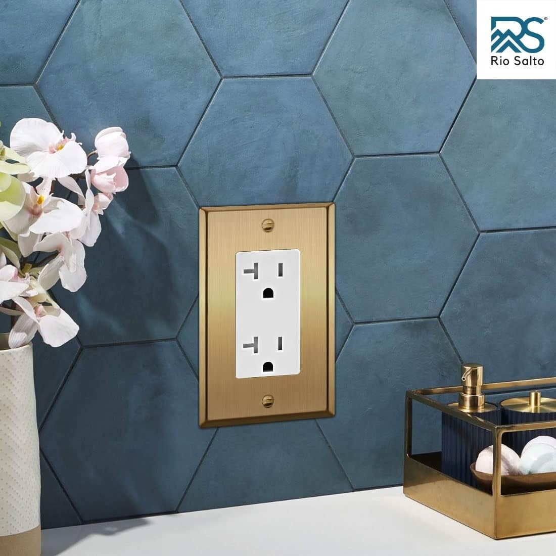 Elegant 8-Pack Brushed Brass Light Switch & Outlet Covers - Standard Size