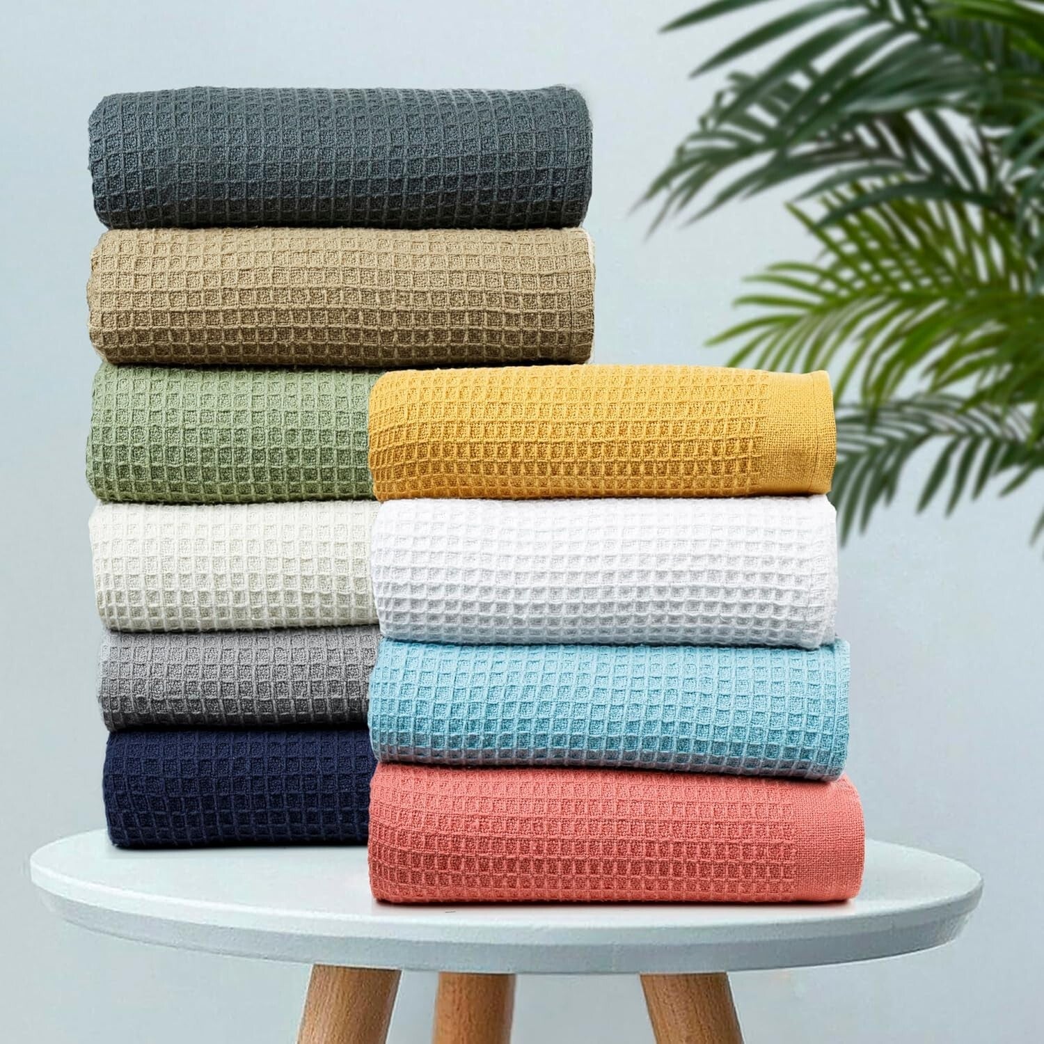 Soft Cotton Waffle Throw Blanket - 60x90 Inches Ideal for Napping & Camping