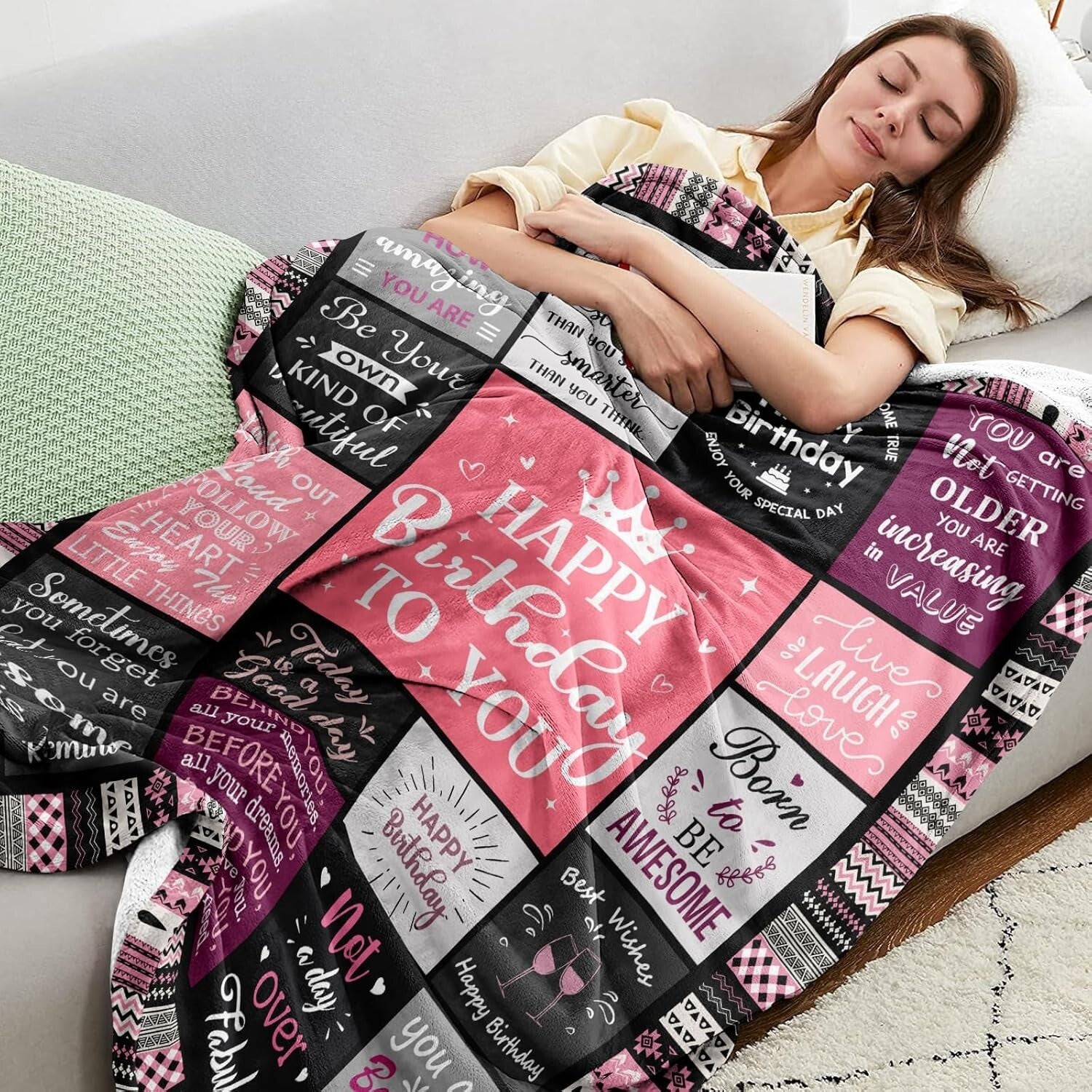 Delightful 80"x60" Fleece Birthday Blanket - Heartwarming Gift for Women